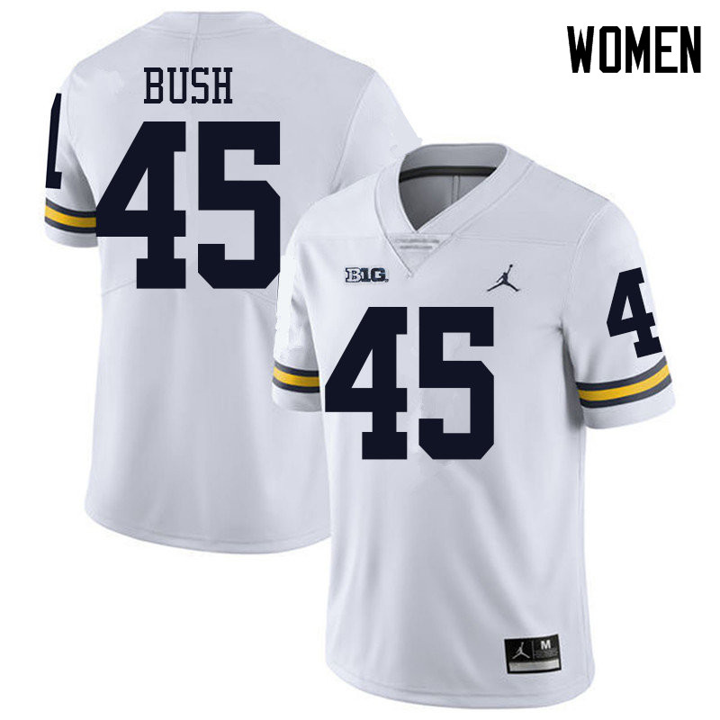 Jordan Brand Women #45 Peter Bush Michigan Wolverines College Football Jerseys Sale-White